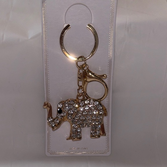 Fashion Jewelry Accessories - Gold Elephant w/ Rhinestones Keychain/Bag Charm